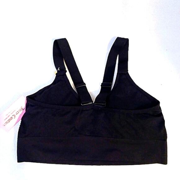 RARE Juicy Couture IRRIDESCENT GLAM Sports Bra Sz L BLACK Silver Glow V-Back NEW - Picture 7 of 12